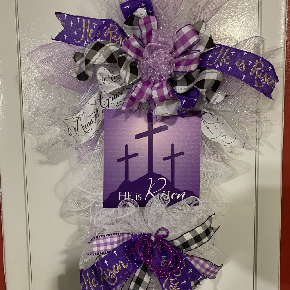 Purple and White Religious Wreath